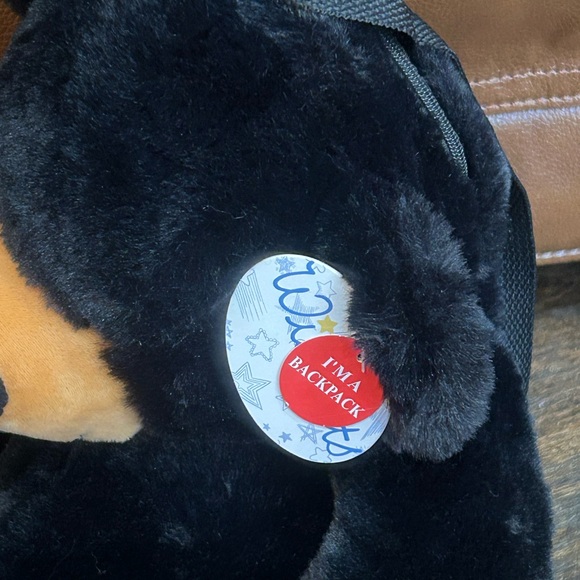 Cuddly Black and Tan Plush Bear Backpack - Picture 2 of 9